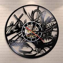 Reloj de pared de trigo y pan, decoración de pared de pastelería, disco de vinilo, reloj decorativo de cocina, diseño moderno 2024 - compra barato