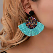 Pendientes colgantes de aleación para mujer, aretes redondos, Azul, Negro, Rojo, rosa, blanco y marrón 2024 - compra barato