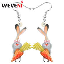 WEVENI Acrylic Carrot Easter Hare Rabbit Bunny Earrings Print Animal Dangle Drop Jewelry For Women Girl Novelty Gift Accessories 2024 - buy cheap