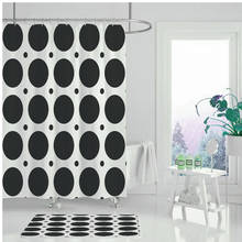 Geometric pattern shower curtain wave polka dot checkered black and white simple home decoration bathtub bathtub waterproof clot 2024 - buy cheap