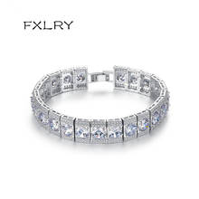 FXLRY New Arrival Fashion Women OL White Color AAA Cubic Zircon Square Zircon Bracelets Jewelry Free Shipping 2024 - buy cheap