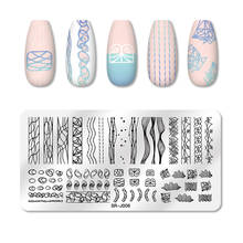 T-TIAO CLUBStamping Plates Rectangle Geometric Line Wave Pattern Stainless Steel Nail Art Image Stamp Stencils Design 2024 - buy cheap
