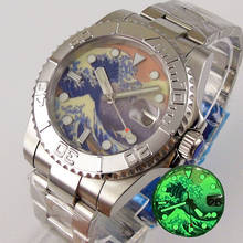 Reloj Automático para hombre NH35 Kanagawa, esfera de surf, cristal de zafiro, fecha, Cyclops, Oyster, pulsera giratoria, bisel de cerámica, Bliger, 40mm 2024 - compra barato
