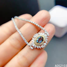 KJJEAXCMY fine jewelry 925 sterling silver inlaid natural London Blue Topaz new Women's luxurious elegant flower gem bracelet su 2024 - buy cheap