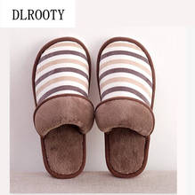 Winter Men Slippers Indoor Home Flip Flops Warm Fashion Striped Platform Silent Non-slip Shoes Male Slides Flat Casual 2024 - buy cheap