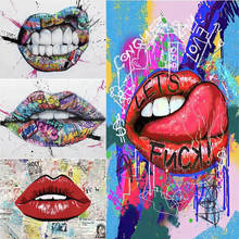 Street Art Lip Sexy Handmade Crafts Diamond Painting Adults Arts and Crafts Kit Graffiti Wall Poster Jewel Cross Stitch 2024 - buy cheap