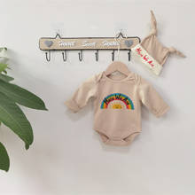 Mono de algodón con letras para bebé recién nacido, Pelele de arcoíris con sombrero, ropa infantil, monos de algodón 2024 - compra barato