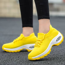 Весна-Осень 2019, женские кроссовки с подушками, спортивная обувь для бега, кроссовки на платформе для женщин, желтые дышащие сетчатые носки 42 2024 - купить недорого