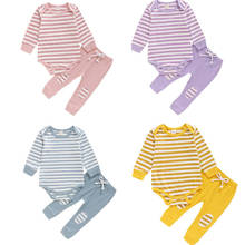 2020 Casual Infant Baby Boy Girl Fall Clothes Striped Print Long Sleeve Romper Tops+Long Pants Cotton 2pcs Set Kids Clothing 2024 - buy cheap