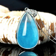 Natural Aquamarine Drop Shaped Necklace Pendant Charm Crystal Gem Pendant For DIY Jewelry Making 2024 - buy cheap