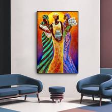 Retrato de mujer africana, pintura al óleo sobre lienzo, carteles artísticos de pared, impresiones, imagen de pared escandinava para sala de estar, Cuadros artísticos para el hogar 2024 - compra barato