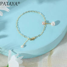 PATAYA-pulsera hecha a mano de estilo coreano para mujer, brazalete de perlas naturales de gota de agua de oro rosa 585, joyería sencilla para boda 2024 - compra barato