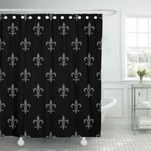 Golden Fleur De Lis Black White Floral Elegant Royal Shower Curtain Waterproof Polyester Fabric 72 x 72 Inches with Hooks 2024 - buy cheap