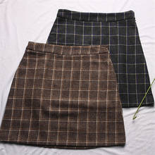 2019 Plus Size Vintage Women High Waist Woolen Skirt Japanese School Plaid Skirt Student Girls A-line Skirts Uniform Mini WZ967 2024 - buy cheap