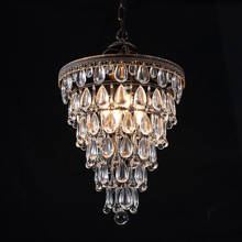 French retro water drop crystal chandelier living room dining room bedroom study cloakroom bar iron lamp 2024 - buy cheap