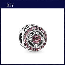 Silver shiny side diamond red zircon beads fit Pandora Charm Silver 925 bead pendant bracelet with stylish DIY jewelry 2024 - buy cheap