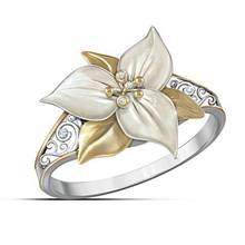 Обручальные кольца для женщин модные двухцветные сверла двойной цветок Форма циркониевое кольцо украшение обручальное кольцо аксессуары 2024 - купить недорого