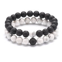 Pulsera de cuentas de piedra de Lava negra de 8mm para hombre y mujer, difusor de aceite esencial, pulsera de roca volcánica, joyería 2024 - compra barato