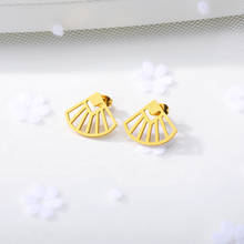 Minimalist Prigami Shell Earings Fashion Jewelry 2019 Pendientes Stainless Steel Women's Stud Earrings Best Friend Gifts Bff 2024 - buy cheap