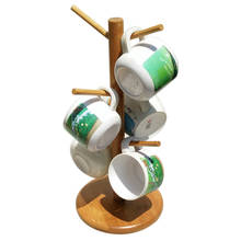 1 Set Wood Coffee Tea Cup Rack Storage Holder Stand Home Kitchen Mug Hanging Display Drinkware Shelf With 6 Hooks 2024 - buy cheap
