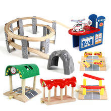 Wooden Beech Toy Track Railway Bridge Tunnel Hovering Orbit  Wood Train Accessories Educational New Toys for Children Kids Gifts 2024 - buy cheap