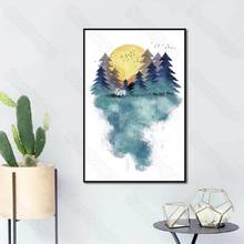 Ainda vida pintura floresta lua pintura em aquarela arte moderna cartaz pintura decorativa entrada sala de estar corredor estudo 2024 - compre barato