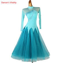 Ballroom Dance Dress Diamond Skirt Mesh Long Sleeves Performance Clothing Custom Adult Child Waltz Dancing Competition Costume 2024 - buy cheap