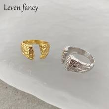 Кольцо из серебра S925 пробы с неравномерной поверхностью, Золотое и Серебряное Открытое кольцо для влюбленных, повседневная одежда, регулируемые кольца из серебра 925 пробы 2024 - купить недорого