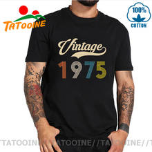 Camiseta masculina retrô nascida em 2020, manga curta, gola redonda, 70s, roupa vintage, feito em 1975, aniversário, 1975 2024 - compre barato