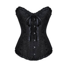 Burvogue Women Sexy Birdal Overbust Corset Jacquard Strapless Bustier Top Steel Boned Lace Up Steampunk Corsets Gothic Plus Size 2024 - buy cheap