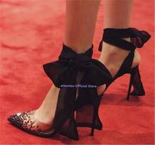 PVC Rhinestone Thin Heeled Pumps Pointy Toe Lace Up Ankle Straps Cross Tied Bandage Ladies Pumps Designer High Heel Shoes Mujer 2024 - buy cheap