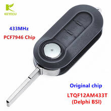 KEYECU OEM Flip Remote Key Fob 433MHz PCF7946 For Fiat 500 Grande Punto Doblo Qubo 2006 2007 2013 LTQF12AM433T-Delphi BSI 2024 - buy cheap