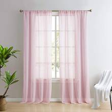 Sheer Voile Window Curtain Treatment Panels for Kitchen Bedroom Solid Color Curtain Panels for Living Room Home Decoration 2024 - buy cheap