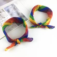 Pañuelo cuadrado pequeño para mujer, banda para la cabeza a rayas, máscara facial de Orgullo Gay, bufanda para el cuello, accesorios para la cabeza 2024 - compra barato