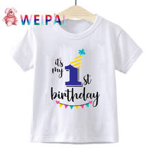 2019 Happy Birthday Children T-shirt for Boys Girls Short Sleeve Toddler Kids Party Clothes for 1 2 3 4 5 6 7 8 Years Old Child 2024 - buy cheap