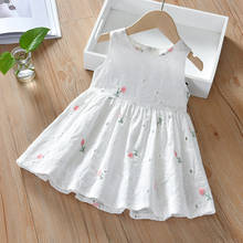 Meninas colete vestido 2021 novas crianças vestido de verão roupas da menina doce sem mangas impresso vestido casual para 2-6y