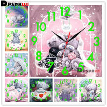 Dpsprue With Clock Full Drill 5D Diy Square Round Diamond Painting Cross Stitch Cartoon Bear Mosaic 3d Embroidery Gift 2024 - buy cheap