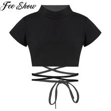 Girls Kids Ballet Tops Girls Short Sleeves T Shirt Crop Top for Stage Performance Sports Gymnastic Daily Wear Ballet Clothes 2024 - buy cheap