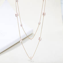 Fashion Crystal Beaded Women's Necklace Gold Silver Color Link Sweater Chain Necklaces For Winter Party Jewelry Christmas Gift 2024 - buy cheap