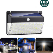 108 led ao ar livre lâmpada de parede solar pir sensor movimento à prova dwaterproof água luz jardim luz caminho segurança emergência 2024 - compre barato