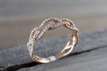 Anel de noivado e casamento para meninas, aliança de luxo para mulheres, joias, compromisso, anéis de casal, amor, anel de ouro rosa 2024 - compre barato