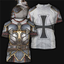 Tessffel cavaleiros templar armor, camiseta casual feminina e masculina de 3 destampas 2024 - compre barato