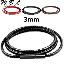 3pcs/lots Leather Cord Black Necklace 1mm-3mm Cord Wax Rope Chain With Stainless Steel Clasp For Men Women DIY Necklace Jewelry 2024 - buy cheap