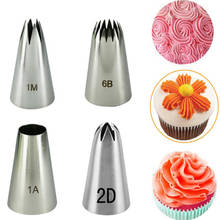 4pcs/set Drop Rose Pastry Nozzle Tubes Round Icing Piping Nozzles Baking Tips Cupcake Cake Decorating Tools #6B#1M#1A#2D 2024 - buy cheap