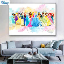 Pintura en lienzo de acuarela de Princesas Disney, póster impreso, arte de pared, imágenes de guardería para decoración de habitación de niños, Cuadros 2024 - compra barato