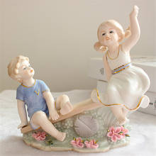 WU CHEN LONG Cute Girl And Boy Art Sculpture Porcelain Couples Figure Figurine Character Ceramic Craft European Home Decor R5272 2024 - buy cheap