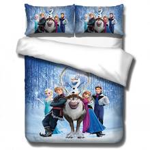 Disney-juego de cama de princesa de Frozen para niños y niñas, fundas de edredón con dibujos animados, fundas de almohada, ropa de cama 2024 - compra barato