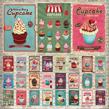 Cupcake sorvete placa de metal poster vintage enferrujado estanho sinal decoração da parede restaurante cozinha buger loja arte pintura ferro placas 2024 - compre barato