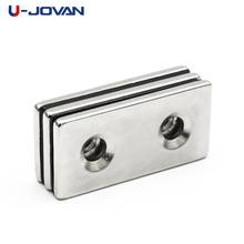 U-JOVAN 3pcs 40x20x3mm Double 5mm Hole N35 Block Countersunk NdFeB Neodymium Magnet Permanet Strong Magnets 40*20*3-5-5mm 2024 - buy cheap