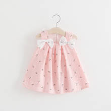 2021  New  Baby Dress Summer Double Shoulder Dress Bowknot Flower Print Dress Sleeveless Small Floral 1-4 Years Old 2024 - buy cheap